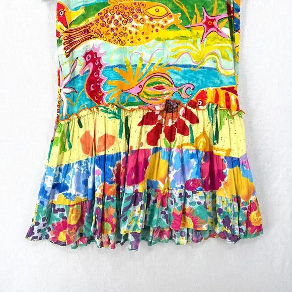 JAMS WORLD Hattie V Neck Dress Medium Creatures of the Sea Hawaiian Fish Vintage - Picture 6 of 12